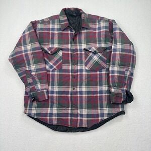 VTG Dakota Men's Flannel Lined Button Up Size Large Red Green Plaid